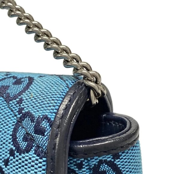 Auth GUCCI GG Marmont Quilted Leather Super Mini Bag 476433 Blue Dark Navy - Picture 10 of 16